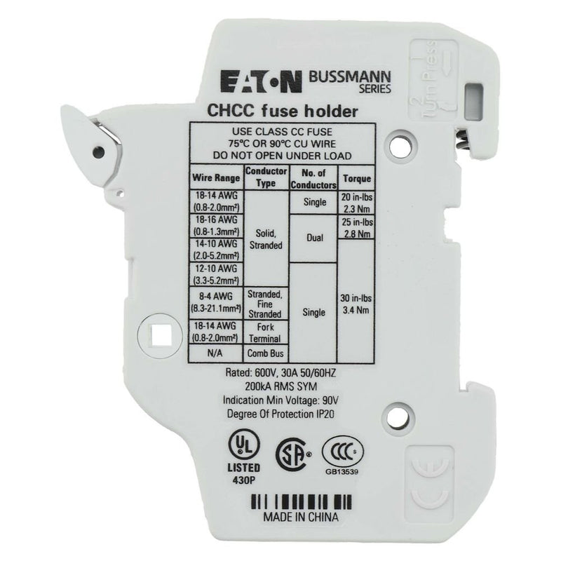 Eaton - Halter für zylindrische Sicherung Sicherungshalter Niedersp. 1Pole 30A #CHCC1DU 30A AC 600V 1polig − 12 Stück