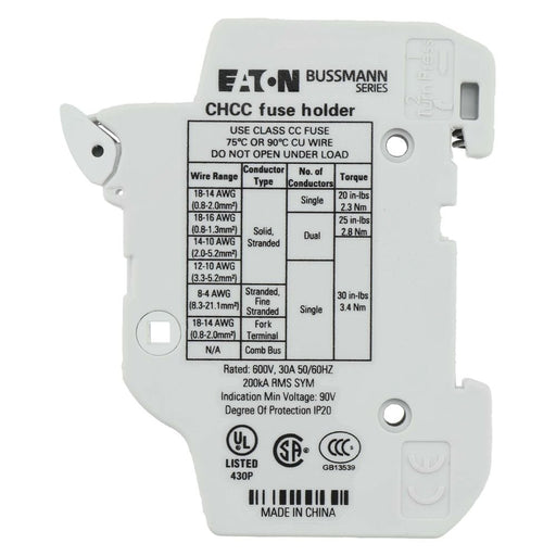Eaton - Halter für zylindrische Sicherung Sicherungshalter Niedersp. 1Pole 30A #CHCC1DU 30A AC 600V 1polig − 12 Stück