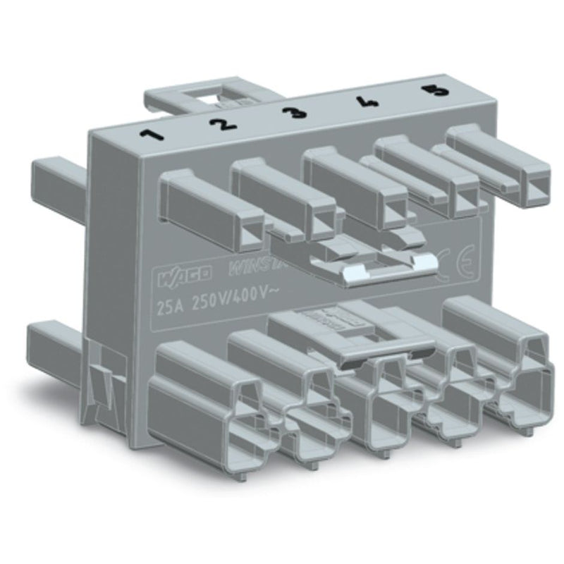 WAGO - Kompaktverteiler für steckbare Gebäudeinstallation 3-fach-Verteiler 5-polig 770-1744 Kod. B,grau − 25 Stück
