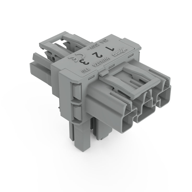 WAGO - Kompaktverteiler für steckbare Gebäudeinstallation T-Verteiler 770-970 3pol.1xSt/2xBu gr − 50 Stück