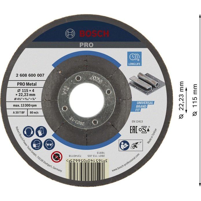 Bosch - Trenn-/Schleifscheibe PRO Metal Gebundene 2608600007 Schleifscheibe 115 x − 10 Stück