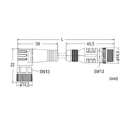 WAGO - Konfektioniertes Sensor-Aktor-Kabel Sensor-Aktorleitung axial 756-6403/030-015 M12A-Buchse/Stecker