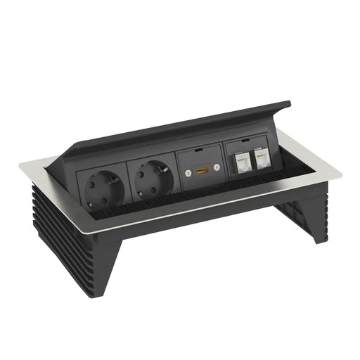 OBO Bettermann - Multi-Tischsteckdose Deskbox DBK2-M4H D2S2K klappbar