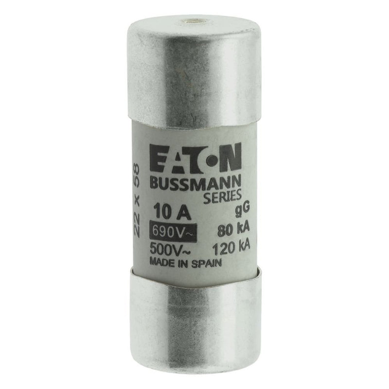 Eaton - Zylindrische Sicherung Sicherungseinsatz Nieders. CYL GG 22,#C22G10S 10A AC 690V 80kA − 10 Stück