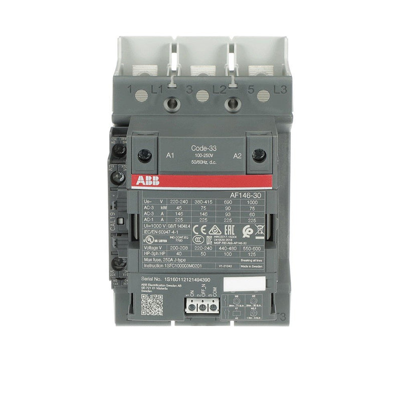 ABB Stotz S&J - Leistungsschütz zum Schalten von Wechselstrom Schütz AF146-30-11B-33 100-250V 50/60Hz/DC