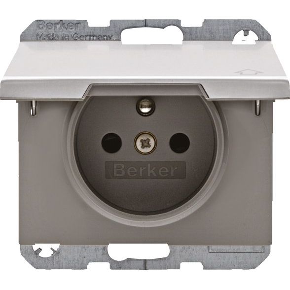 Berker - Steckdose Alu 6765777103 Schutzk./Klappdeckel