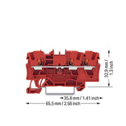 WAGO - Durchgangs-Reihenklemme 3L-Durchgangsklemme 2204-1303 4 qmm, rt − 50 Stück