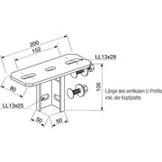 Rico - Kopfplatte für Stiel/Profilschiene Kopfplatte 16A8-40 für U-Profil 60x40