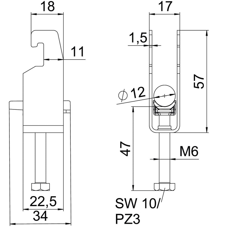 OBO Bettermann - Bügelschelle BS-U2-K-12 ALU 2-fach − 50 Stück