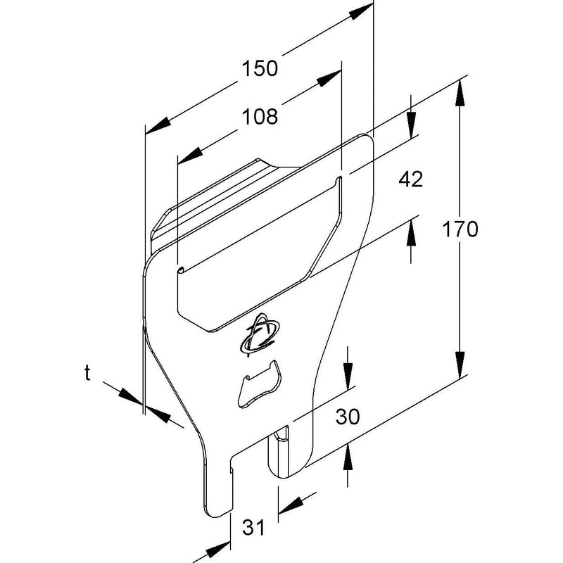 Niedax - Montagematerial für Kabeltragsystem Deckelheber DHBKS 170 S t=1,5mm, Stahl
