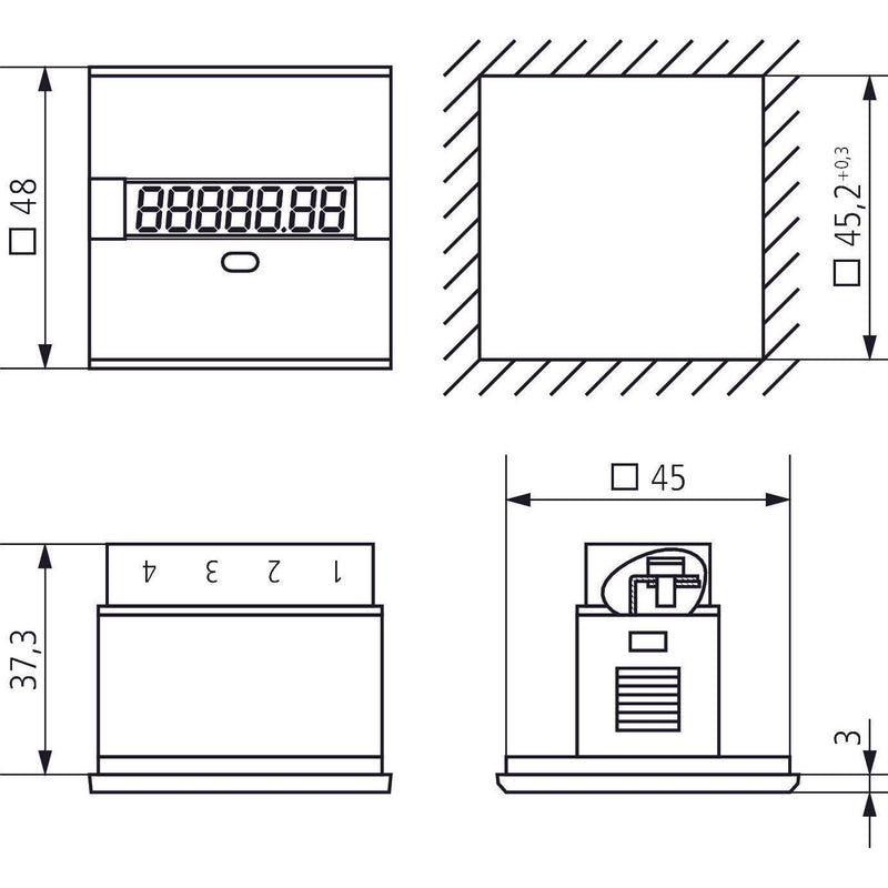 Theben - Betriebsstundenzähler BZ 147 45x45mm