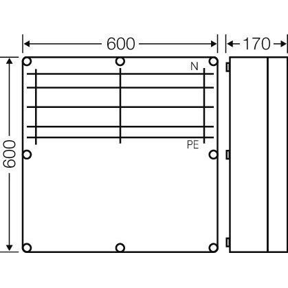 Hensel - Sammelschienengehäuse Mi-Sammelschienengehäuse Mi 6852 600x600mm 250A 5pol.