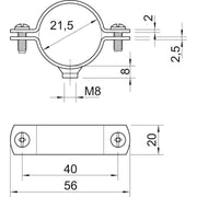 OBO Bettermann - Befestigungsschelle für Kabel/Rohre Abstandschelle 2900WM8 21.5 FT m.Gewindeanschluss − 25 Stück