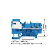 WAGO - Neutralleitertrenn-Reihenklemme 2-Leiter-N-Trennklemme 2202-7214 2,5,PushinCAGECL.,bl − 50 Stück