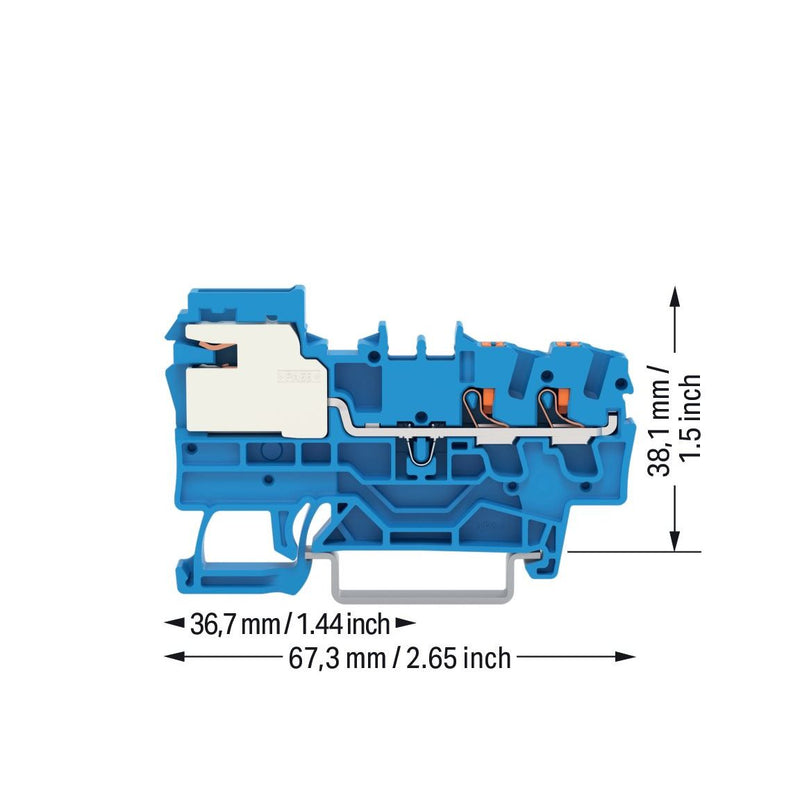 WAGO - Neutralleitertrenn-Reihenklemme 2-Leiter-N-Trennklemme 2202-7214 2,5,PushinCAGECL.,bl − 50 Stück