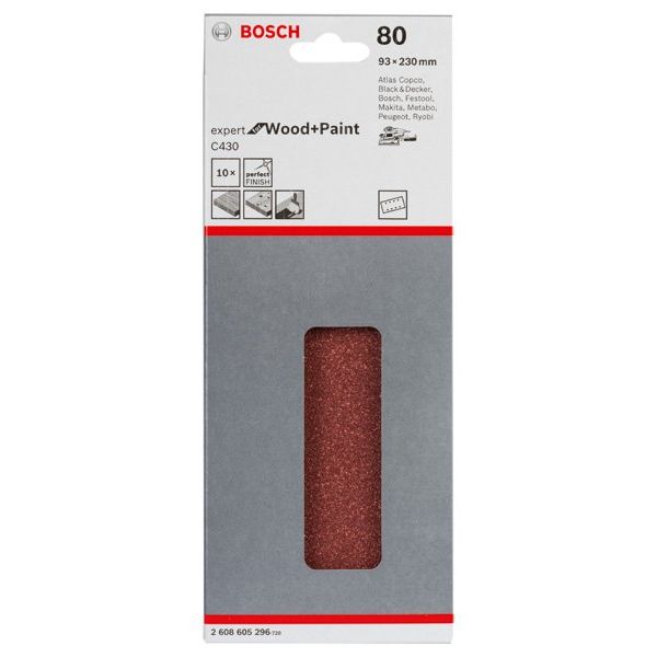 Bosch - Schleifpapier/Schleifvlies Schleifblatt C430, 93 x 2608605296 230 mm 80 8 Löcher