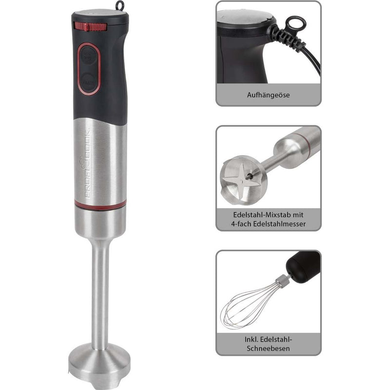 PROFICOOK - Rühr-/Mixgerät Stabmixer-Set PC-SMS 1226 inox Edelstahl-schwarz