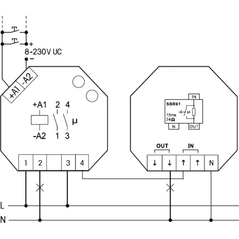 Eltako - Strombegrenzer Strombegrenzungsrelais SBR61-230V/120µF 1 Schließer 10A/250V