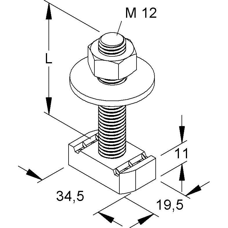 Niedax - Hammerkopfschraube M12 HMZ M12/80 F Länge 80mm − 50 Stück