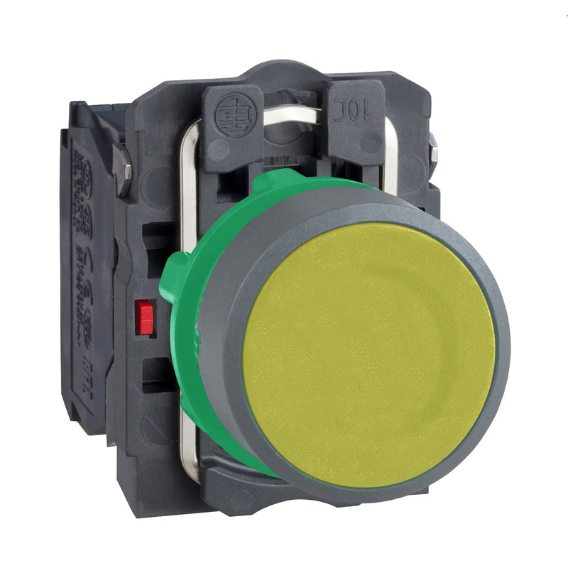 Schneider Electric - Drucktaster, Komplettgerät Drucktaster komplett XB5AA55C0 gelb, 22mm, 1Ö+1S,gr