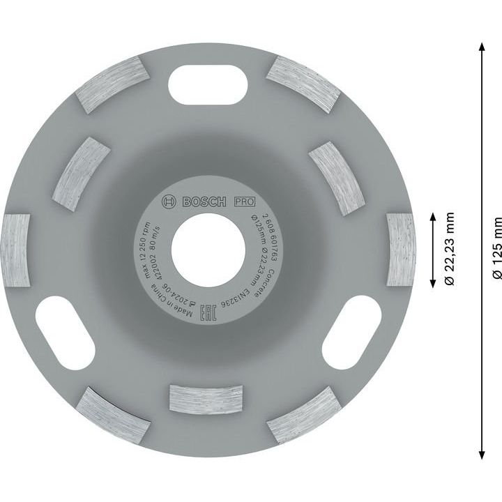 Bosch - Trenn-/Schleifscheibe PRO Concrete Topfscheibe, 2608601763 50 x 125 mm 22,23 mm