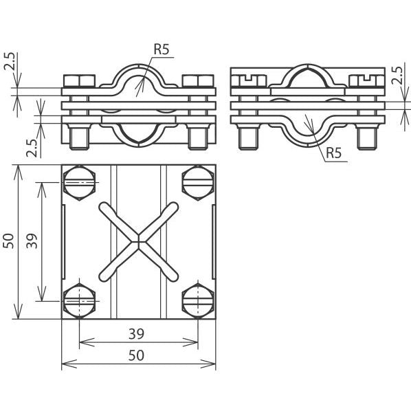 DEHN - Verbinder für Blitzschutz Kreuzstück St/tZn KS810810FL30OVZPSTTZ f.Rd 8-10/8-10mm