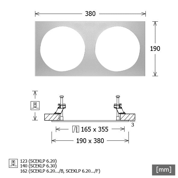 LTS Licht&Leuchten - Mechanisches Zubehör/Ersatzteile für Leuchten Einbaurahmen SCER 6.200 ws 2-flammig