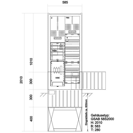 GSAB Elektrotechnik - Zähler-Komplettschrank Zähleranschlußsäule 48.00.1P1HSAV5 eNetz Südhessen