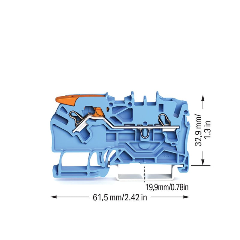 WAGO GmbH & Co. KG - Durchgangs-Reihenklemme 2-Leiter-Durchgangsklemme 2102-1204 2,5qmm, blau − 50 Stück