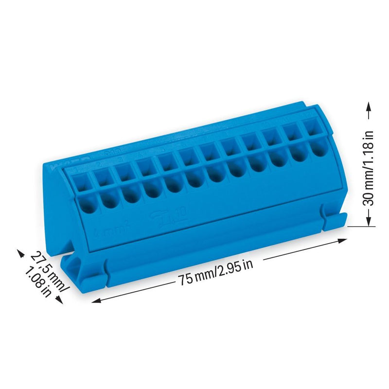 WAGO - Sammelschienenklemme Sammelschienenblock 812-104 4qmm blau − 10 Stück