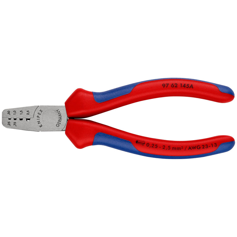 Knipex - Presswerkzeug Kabelschuhe/Verbinder, Aderendhülsen, Schirmanschluss Crimpzange 97 62 145 A 145mm
