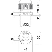 OBO Bettermann - Kabelverschraubung V-TEC VM32 4x8 M32, PA, lichtgrau − 20 Stück