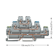 WAGO - Schutzleiter-Reihenklemme Dreistockklemme 870-567 0,08-2,5/4qmm PE/N/L − 50 Stück