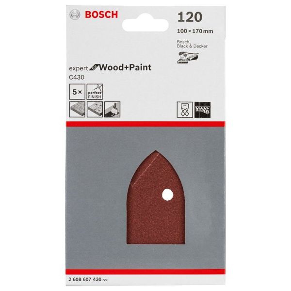 Bosch - Schleifpapier/Schleifvlies Schleifblatt C430, 100 x 2608607430 170 mm 120 4 Löcher