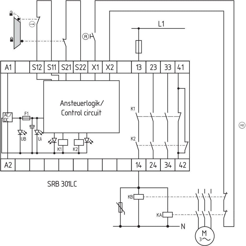 Schmersal - Gerät zur Überwachung von sicherheitsgerichteten Stromkreisen Schutztürwächter SRB301LC 24V AC/DC