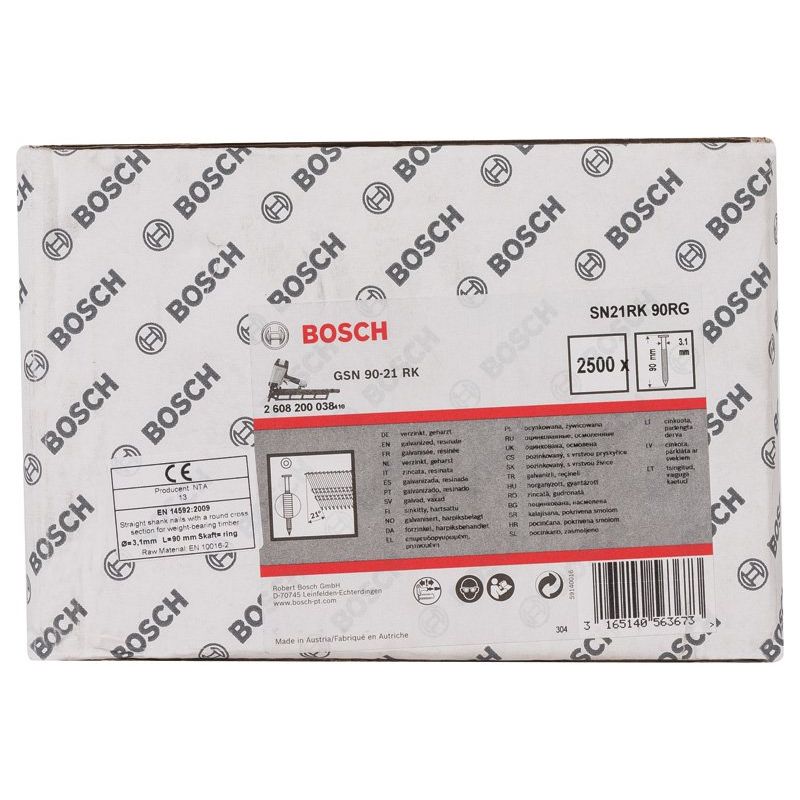 Bosch - Nagel für Nagelgerät Rundkopf-Streifennagel 2608200038(VE2500) SN21RK 90RG 3,1 mm