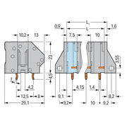 WAGO GmbH & Co. KG - Leiterplattenklemme Leiterplattenklemme,6 mm² 7451354000009990000 Maß10mm,lgr − 48 Stück