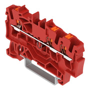 WAGO - Durchgangs-Reihenklemme 3-Leiter-Durchgangsklemme 2202-1303 Drücker,2,5 mm²,rot − 100 Stück