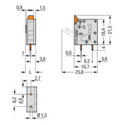 WAGO - Leiterplattenklemme Hebel 2604-3101 4mm²,grau − 250 Stück