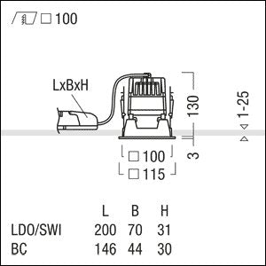 Zumtobel Group - Downlight/Strahler/Flutlicht LED-Deckeneinbauleuchte PANOS EVO #62906985 Q100H 830 230V GD WH