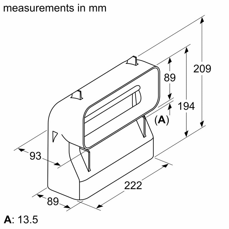Bosch - Zubehör/Ersatzteile für Dunstabzugshauben Flachkanalbogen HEZ9VDSB4 90Grad,S vertikal