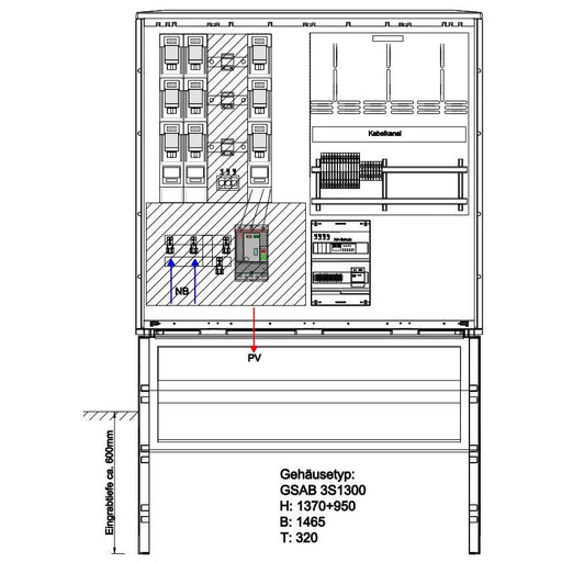 GSAB Elektrotechnik - Zähler-Komplettschrank Wandlermessung 42.W400.AR-01 eon Hanse 400A