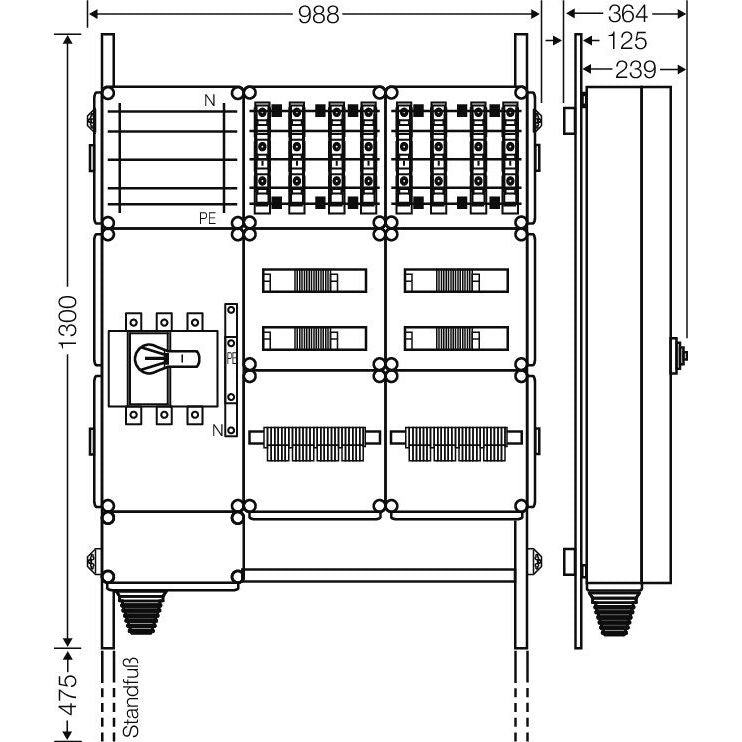 Hensel - Verteilerschrank für Energieversorgung Ladeverteiler Mi EV 22kW 8100 f.8 Ladep. a 22kW