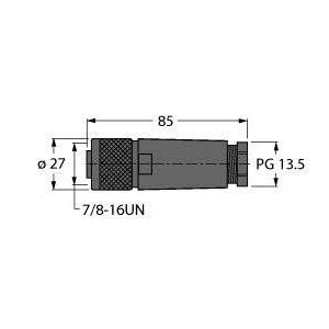 Turck - Rundsteckverbinder, feldkonfektionierbar (Industriesteckverbinder) Steckverbinder B4141-0/13.5 konfektionierbar − 1 Stück