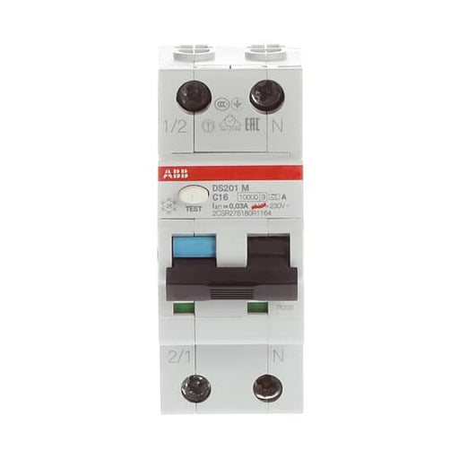 ABB Stotz S&J - Kombination FI-Schalter/Leitungsschutzschalter FI/LS-Schalter DS201MA-C16/0,03 10kA, 1p+N