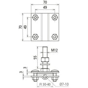 DEHN - Anschlussklemme für Blitzschutz Anschlussklemme V4A AK710FL40GBM12X55V4A f.Rd 7-10 /Fl 30-40