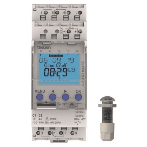 Theben - Dämmerungsschalter Reiheneinbau Dämmerungsschalter LUNA 122 top3 RC EL m.Einbaulichtsensor