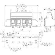 Weidmüller - Leiterplattenklemme LXB 15.00/4/90 GR − 20 Stück