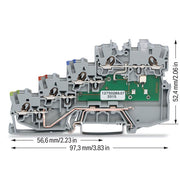 WAGO - Initiator/Aktor-Reihenklemme 4-Leiter-Initiatorenklemme 2000-5417/1102-950 LED gelb für PNP − 50 Stück