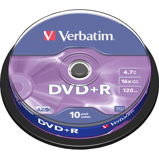 Verbatim - Speichermedium digital DVD+R 4.7GB/120Min/16x 43498 (VE10) Cakebox (10 Disc)